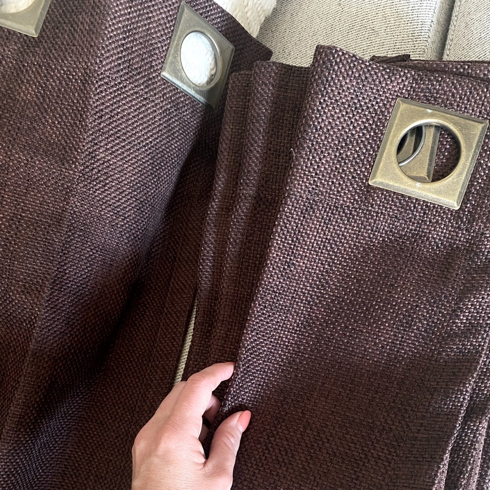 Dark Brown Curtain panels, w/ Grommets. 84”x54”